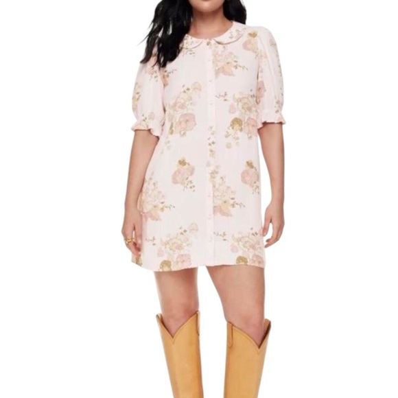 Wilfred Aritzia Poppins Peter Pan Collar Mini Dress Blush Pink XS - Picture 1 of 14